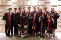 Ms DENG Rongchen Grace (second row, first from right) with her College Orientation Camp groupmates at her first High Table Dinner in September 2017